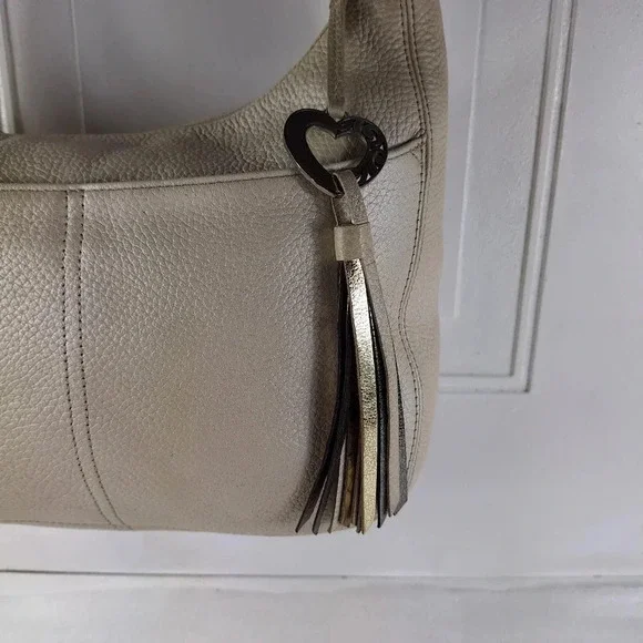 Brighton Barbados Ziptop Hobo Pearl Leather Bag Purse - Picture 5 of 13